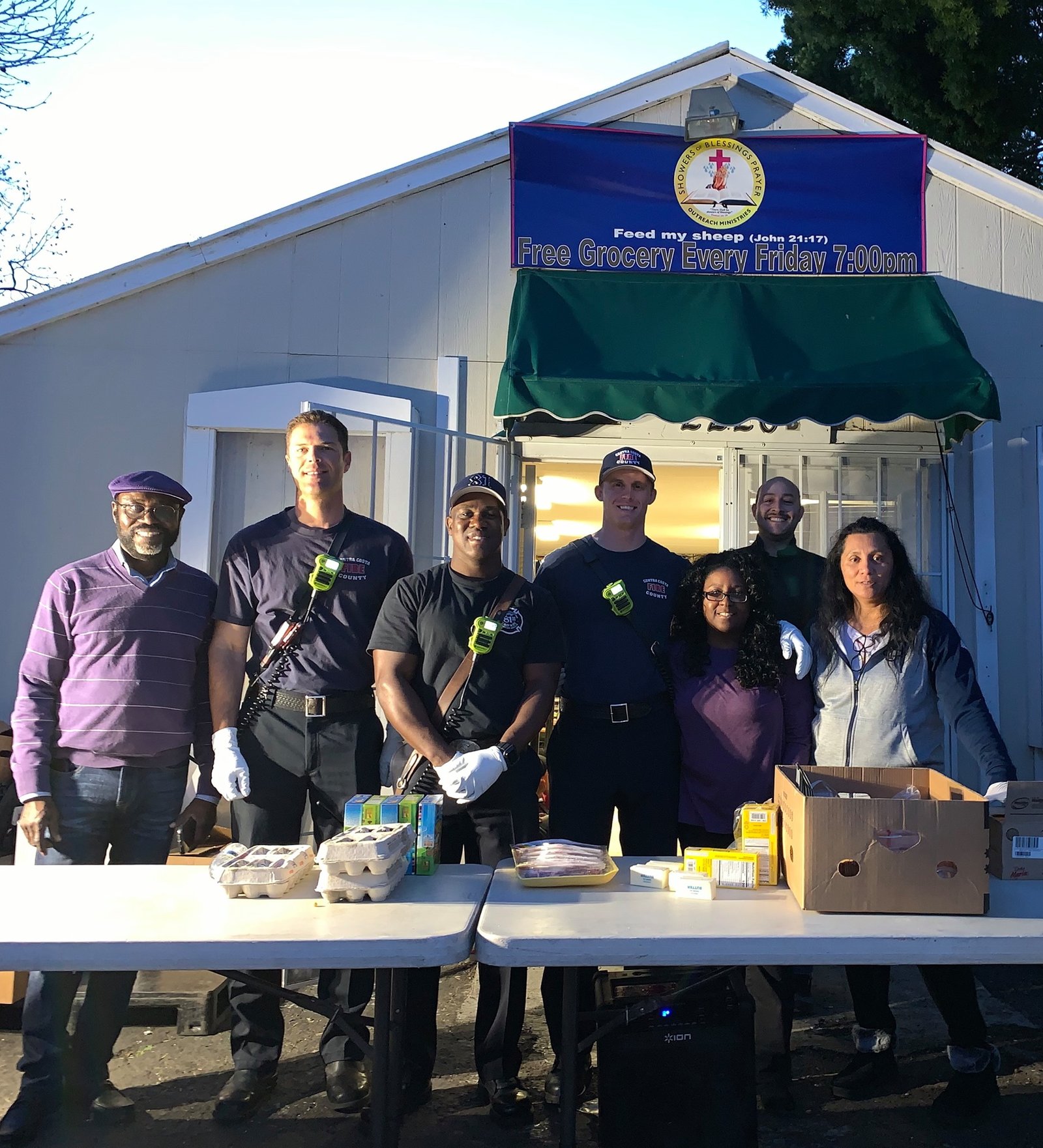 Contra Costa County Fire Department Volunteering at Our Weekly Food Pantry